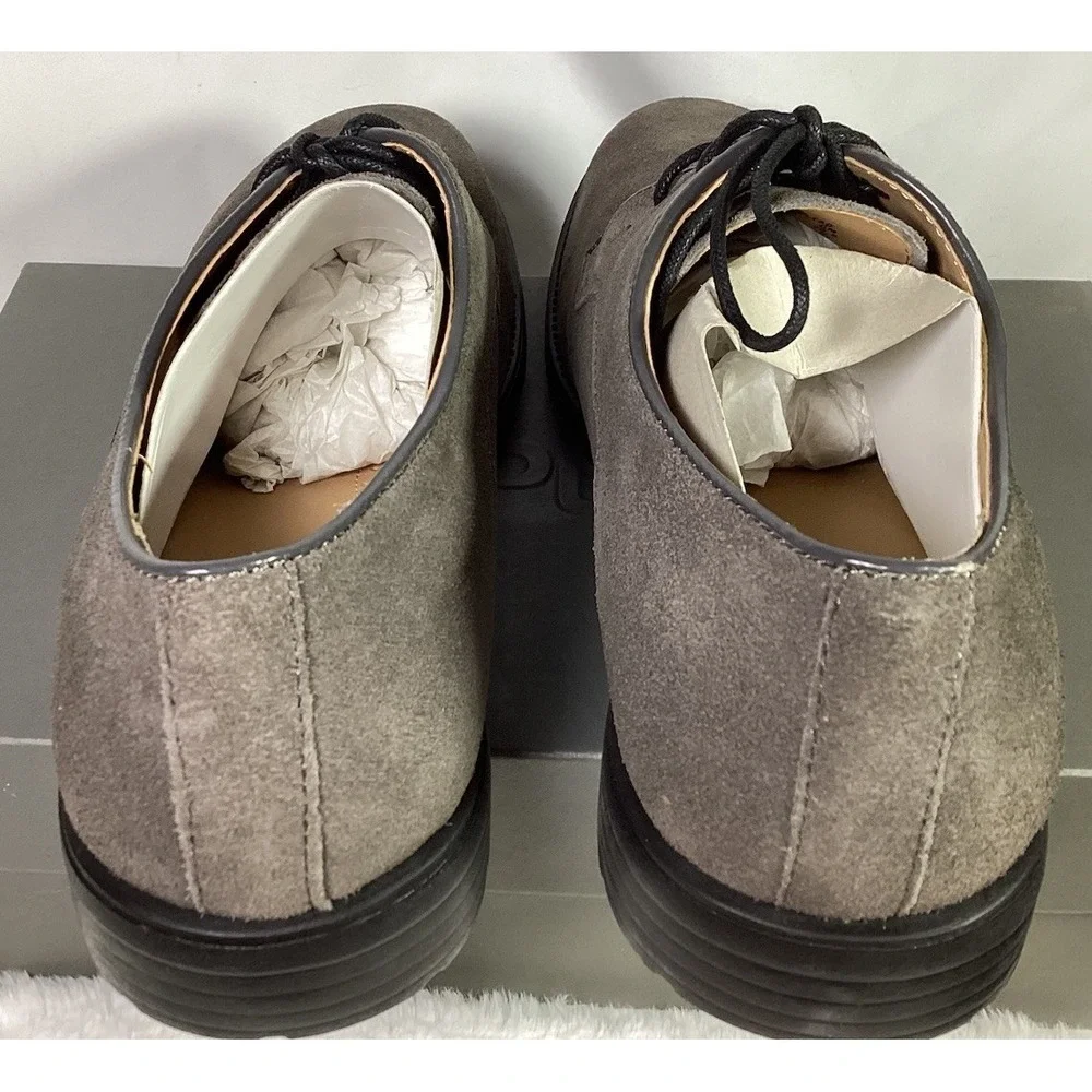 Vintage Hush Puppies Mens Grey Suede Oxfords 11 In Box Look New With Puppy Paper